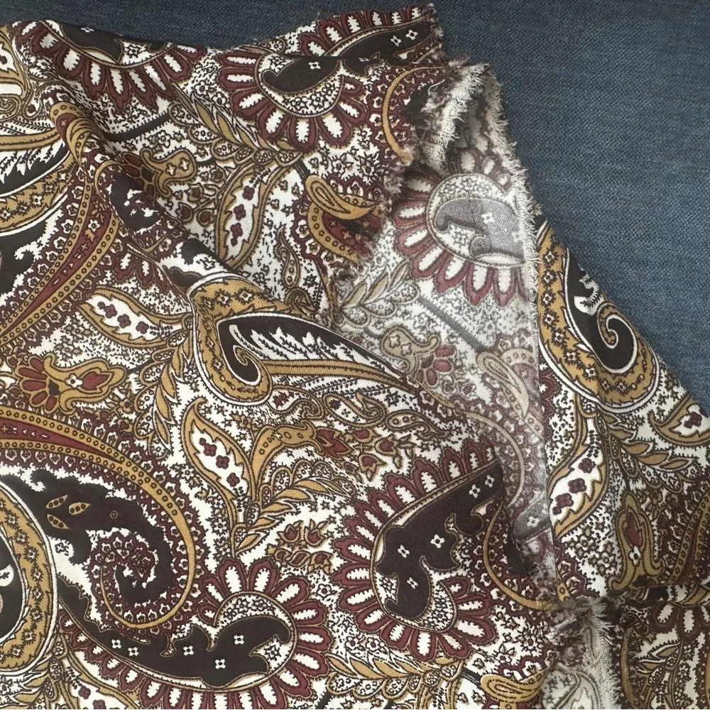 Vintage paisley knit brown and cream fabric